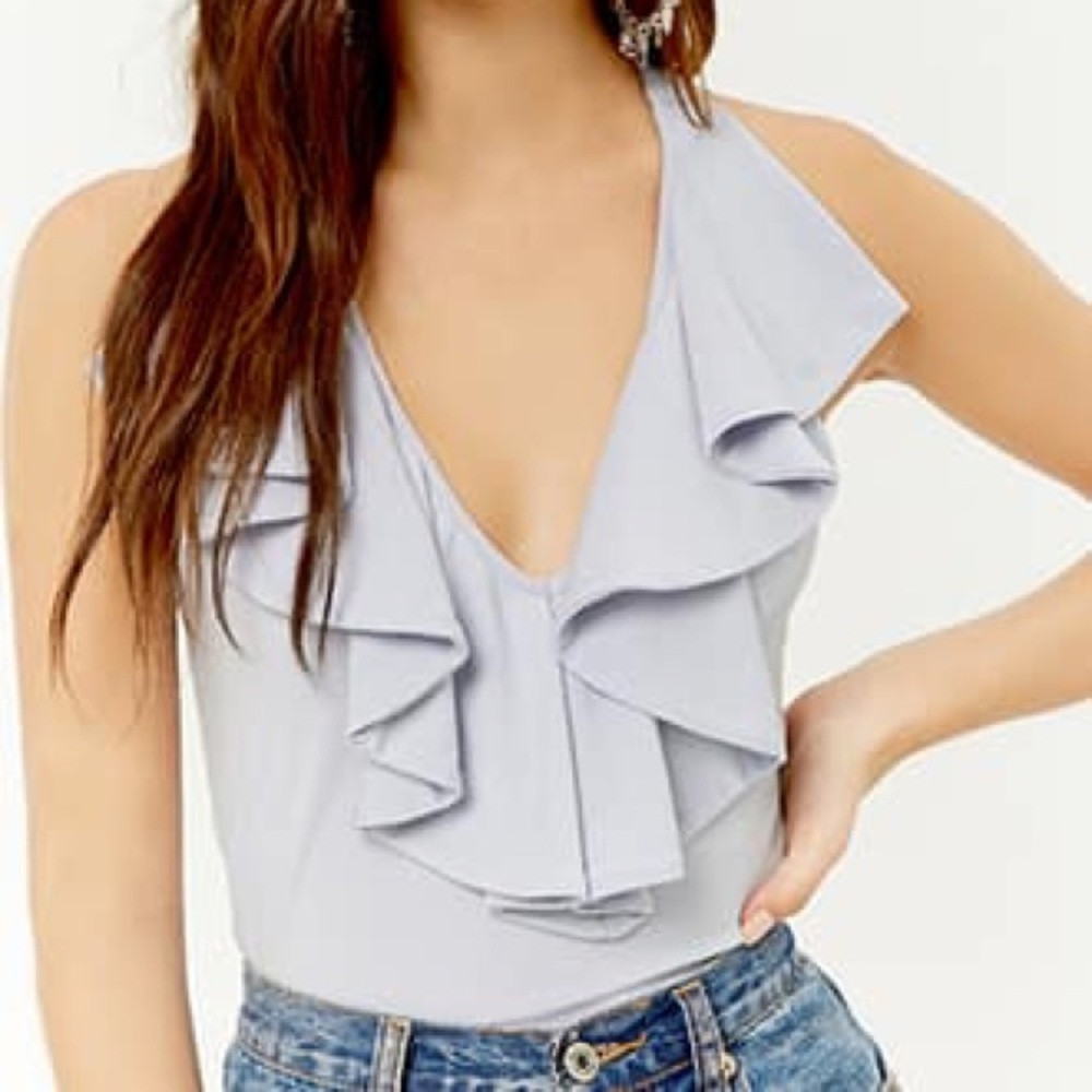 Lavender Ruffle-Trim Tank Top
